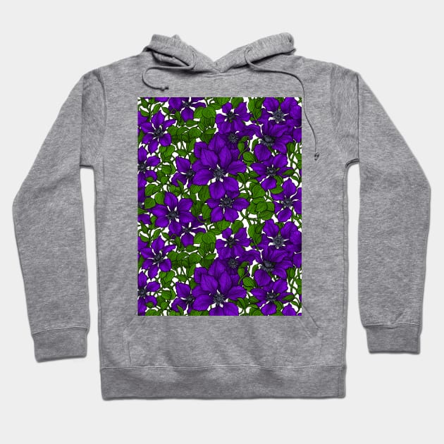 Purple Clematis vine on white Hoodie by katerinamk